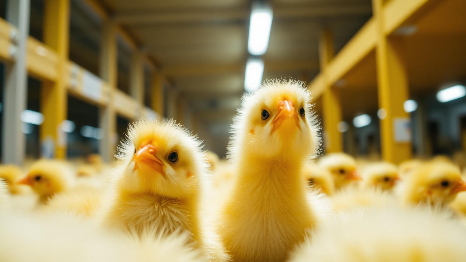 Premium day-old chicks at Shelmon Farms hatchery